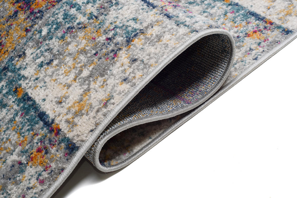 TEPPICHLÄUFER LAZUR Weiß Dunkelblau 70/1200 cm - Multicolor, Textil (70/1200cm) - Tapiso
