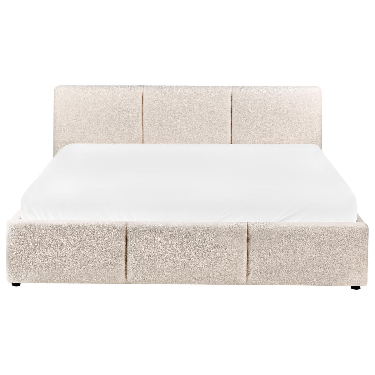 BETT mit Stauraum 160/200 cm Bouclé Cremeweiß Bousse - Creme, Textil (160/200cm) - Beliani