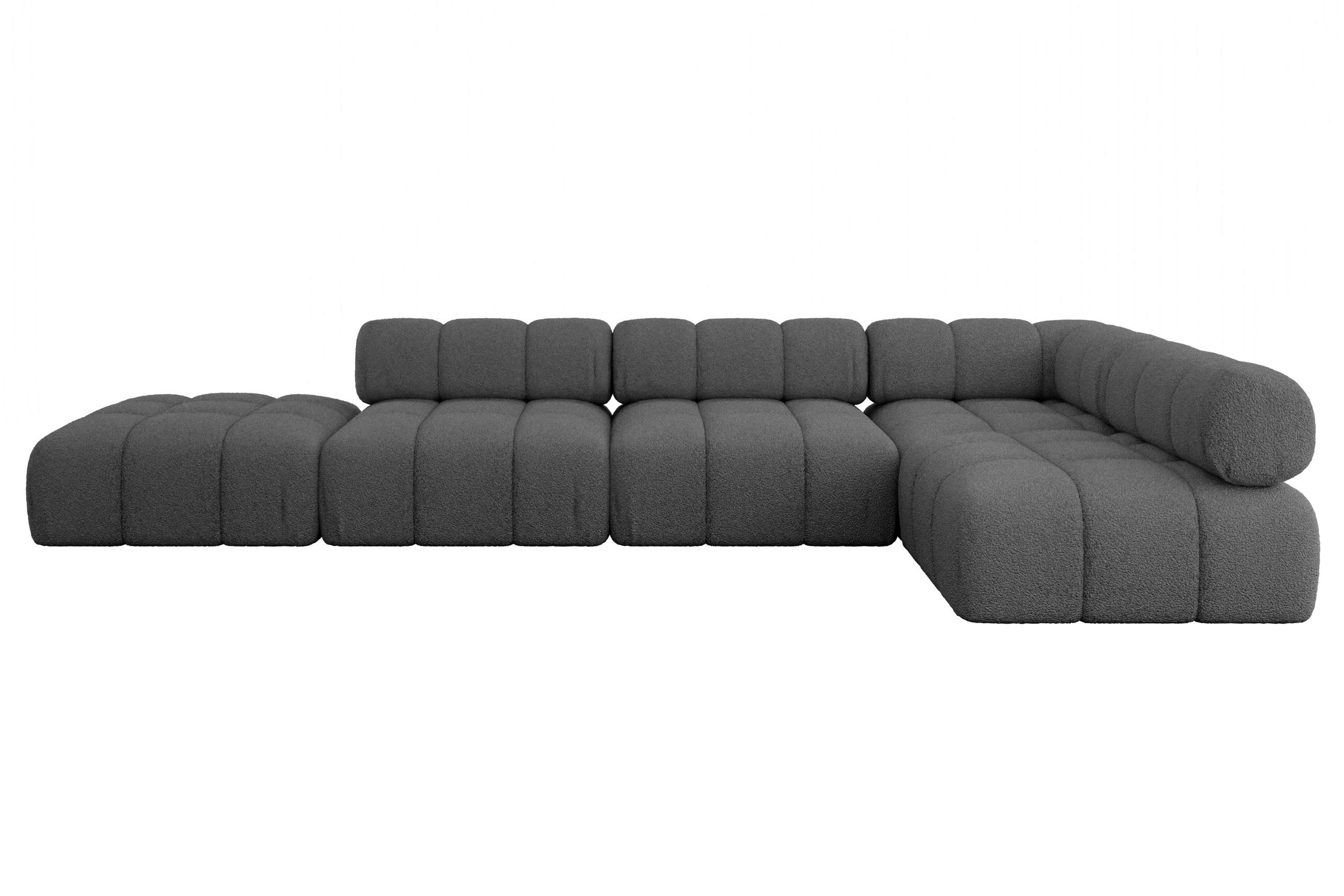 ECKSOFA modulares Sofa Favio-L2 - 380x190x70 cm Grau Bouclé - Grau, Holzwerkstoff/Textil (380/190cm) - ALTDECOR