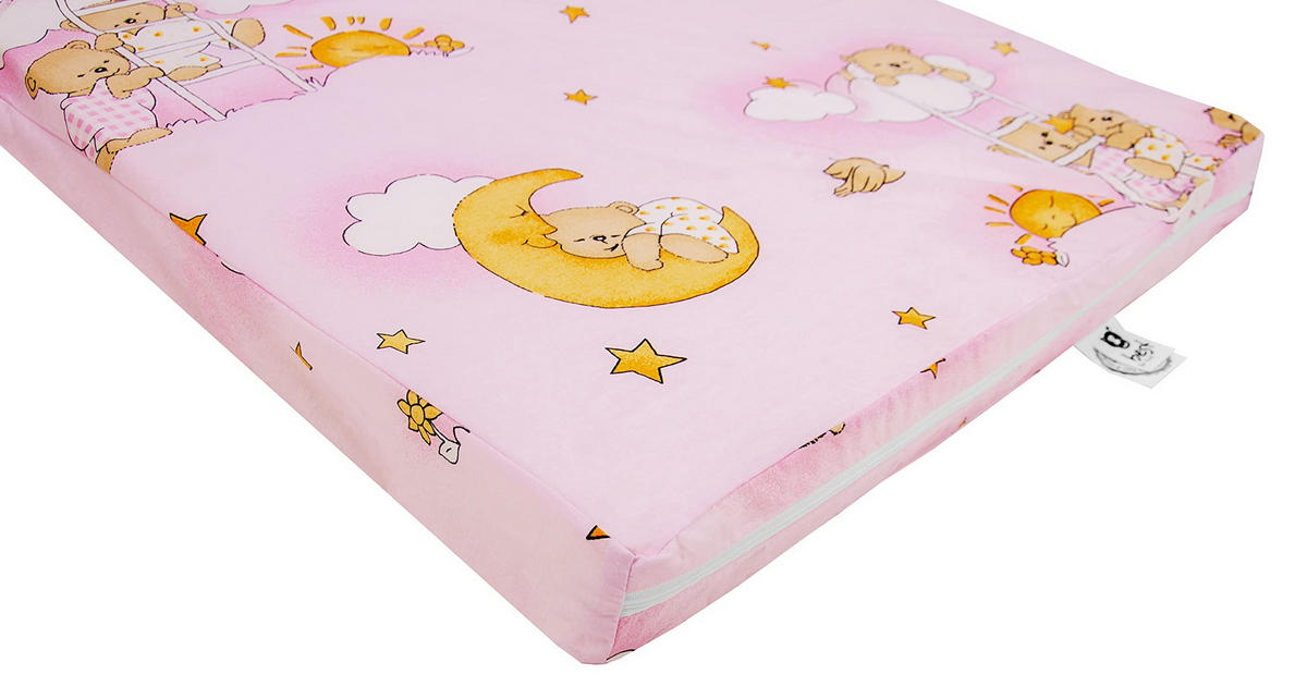 KINDERMATRATZE 60 x 120 cm klappbar, Schaumstoff, Mikrofaserbezug Rosa - Pink, Textil - Best for Kids