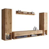 WOHNWAND Amadeo II mit weißer LED Beleuchtung - Eiche Wotan, Holzwerkstoff (30/130/33cm) - MIRJAN24
