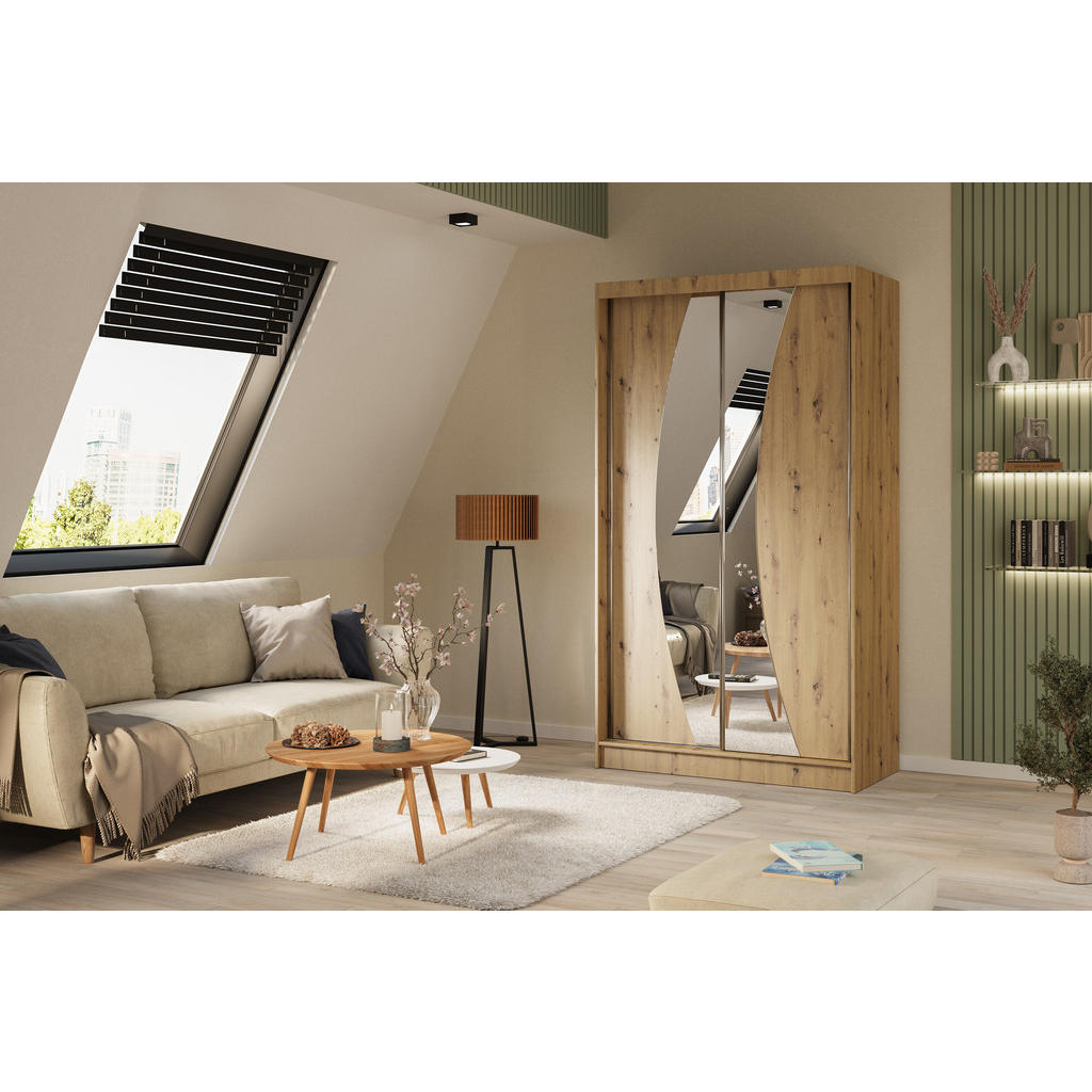 Thumbnail - Altdecor Kleiderschrank, Eiche Artisan, Holzwerkstoff, 120x216x61 cm, Schlafzimmer, Kleiderschränke