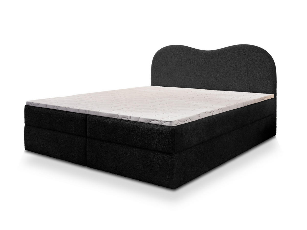 BOXBETT FLUVIA N 140x200 cm mit Matratze und Topper - Schwarz - Schwarz, Holz (140/200cm) - MASSENO