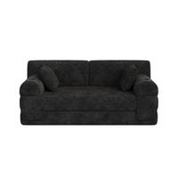 2-SITZER-SOFA – Cord, Metallrahmen, Becherhalter, kompakt, Schwarz - Schwarz, Textil (80/81/168cm) - KOMHTOM