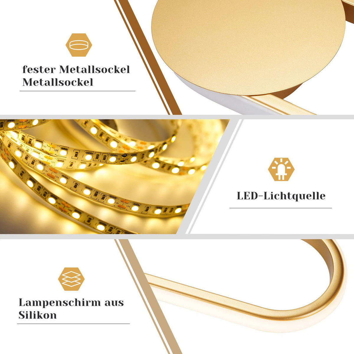LED WANDLEUCHTE FRANKFURT II 41.5/14/4 cm - Goldfarben, Metall (14/4/41.5cm) - Nettlife