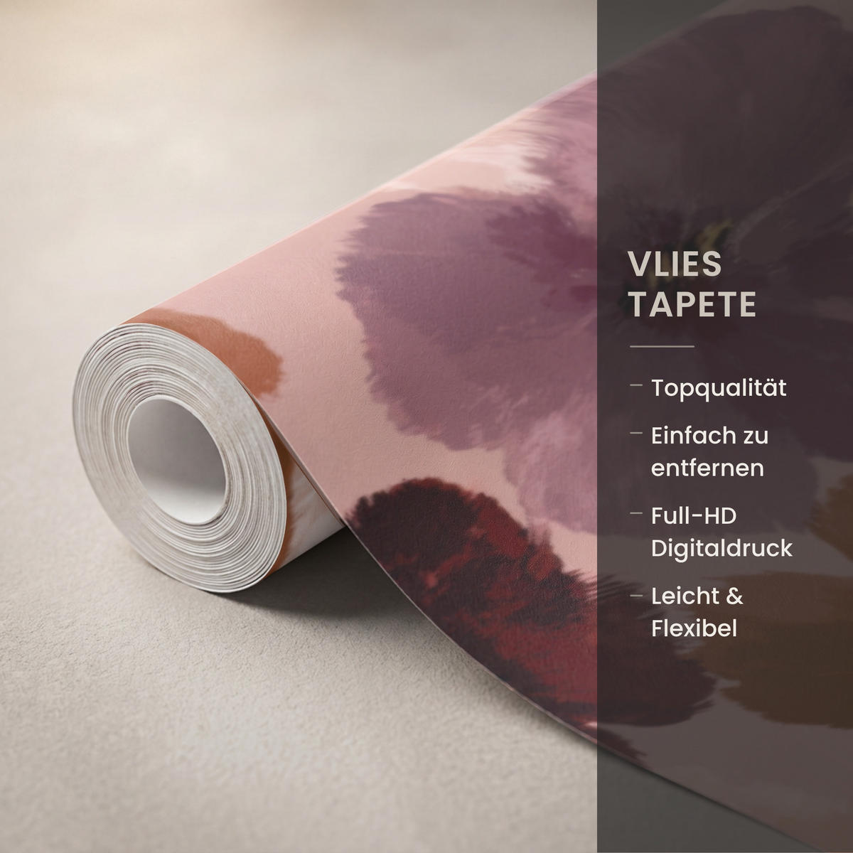 TAPETE - Blumen - Abstrakt - Erdtöne - 450x280 cm - Multicolor, Papier (450/280cm) - OnlyWow