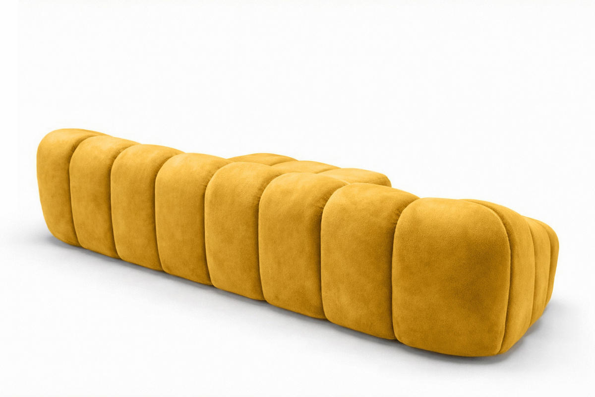 ECKSOFA Modulare L-Form, Veloursstoff Bluvel, Golden, Rechts, CROISSANT L - Goldfarben, Holz (305/190cm) - Kaiser Möbel