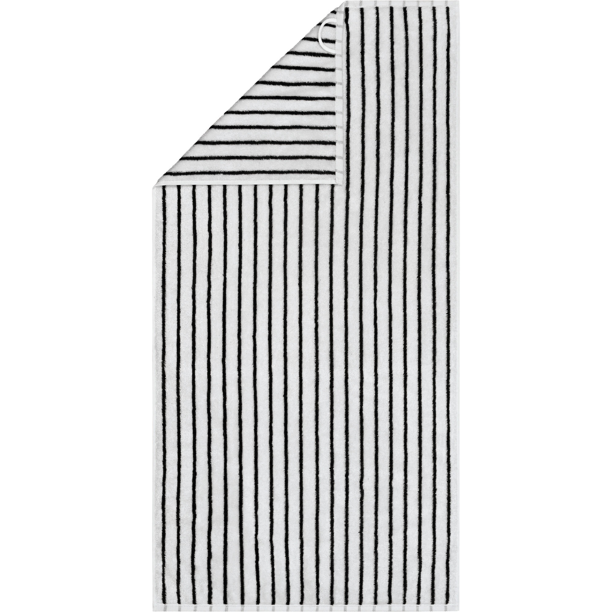 HANDTUCH BLACK&WHITE STREIFEN 6278 SCHWARZ/WEISS - 96 - Weiß, Textil (50/100cm) - Cawoe