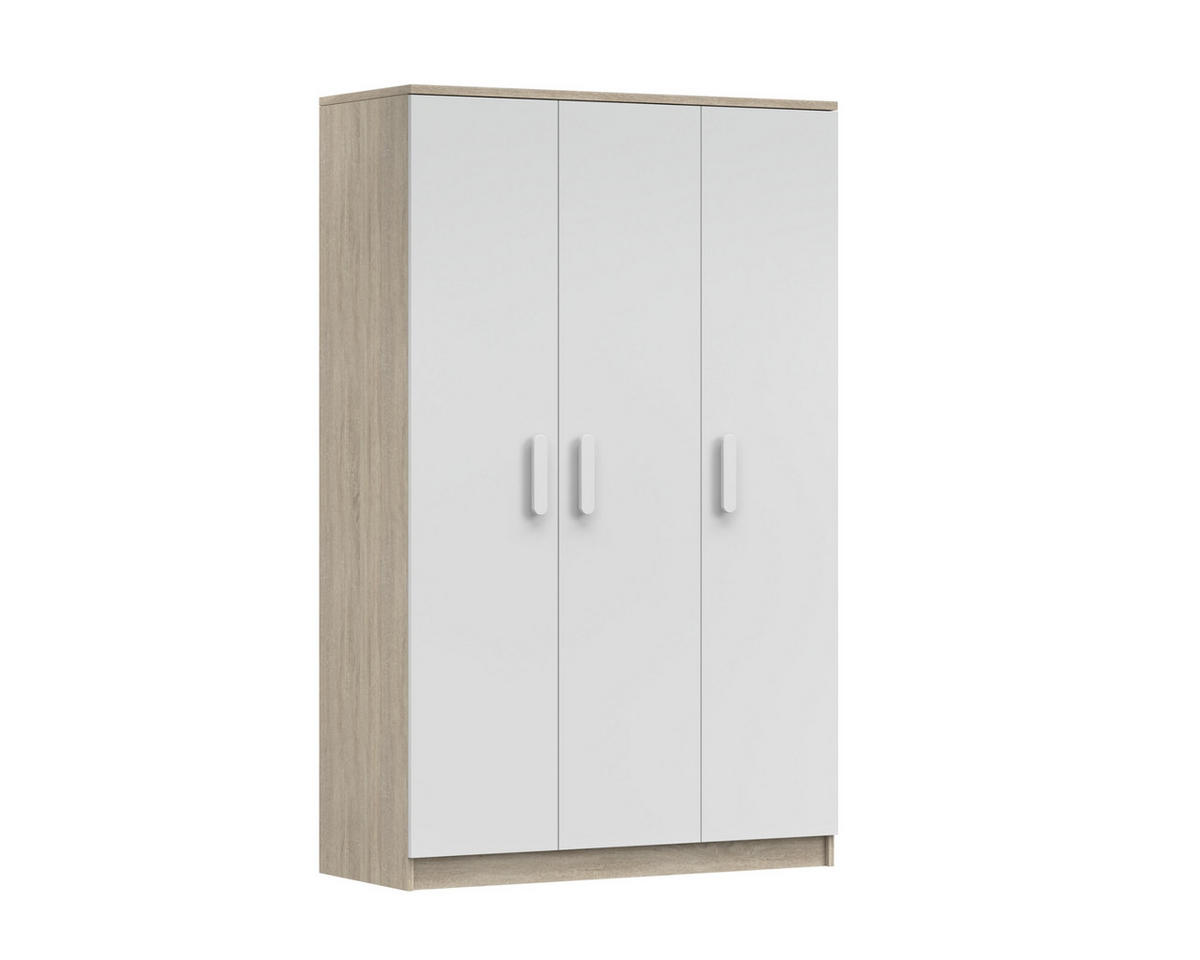 KINDERKLEIDERSCHRANK INGE 19 120/192/50 cm Weiß+Sonoma/Weiß - Weiß/Grau, Holzwerkstoff (120/192/50cm) - Deine Möbel 24