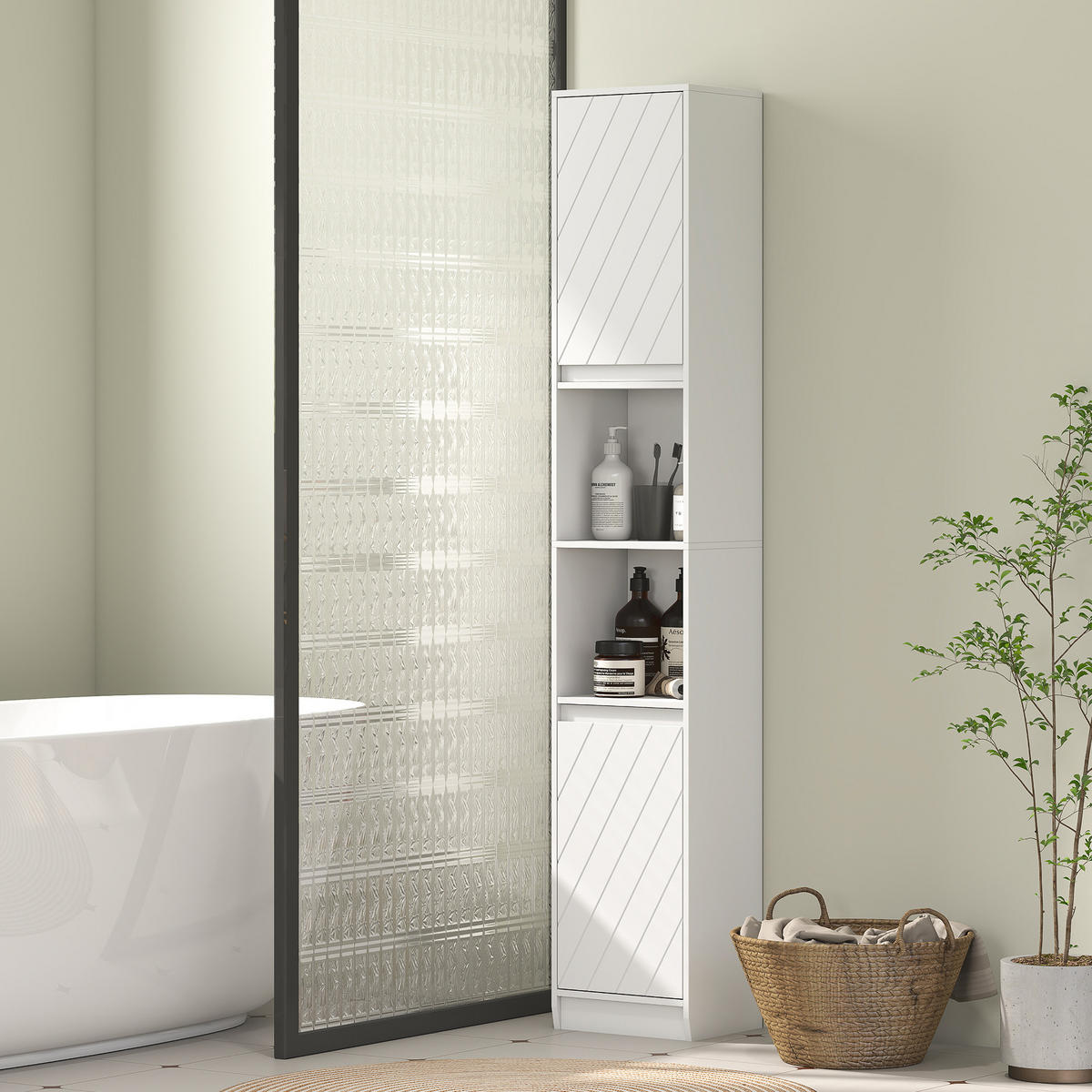 HOCHSCHRANK DE-12533 30/24/170 cm Weiß - Weiß, Holzwerkstoff (24/170/30cm) - ComfortXL