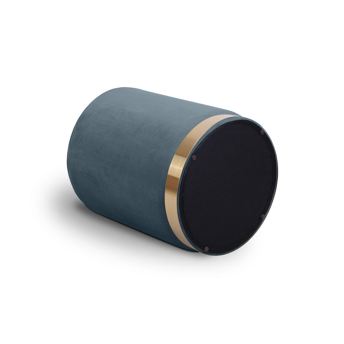 SITZPUFF Charlotte I Seladonblauer Samt und goldenes Metall - Hellblau, Holzwerkstoff/Textil (35/43/35cm) - Sicaan