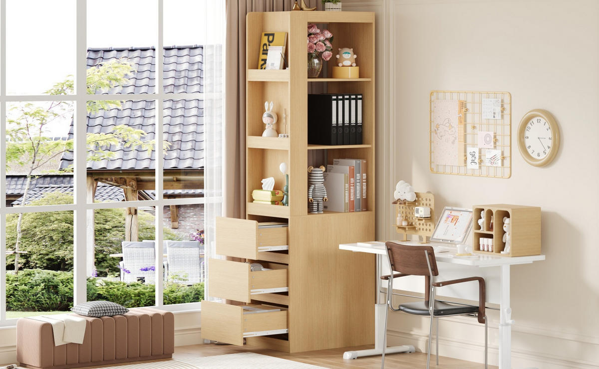 HIGHBOARD 200/40 cm Eichefarben aus Spanplatte mit 3 Schubladen - Eichefarben, Holzwerkstoff (40/200/60cm) - OKMYHOME