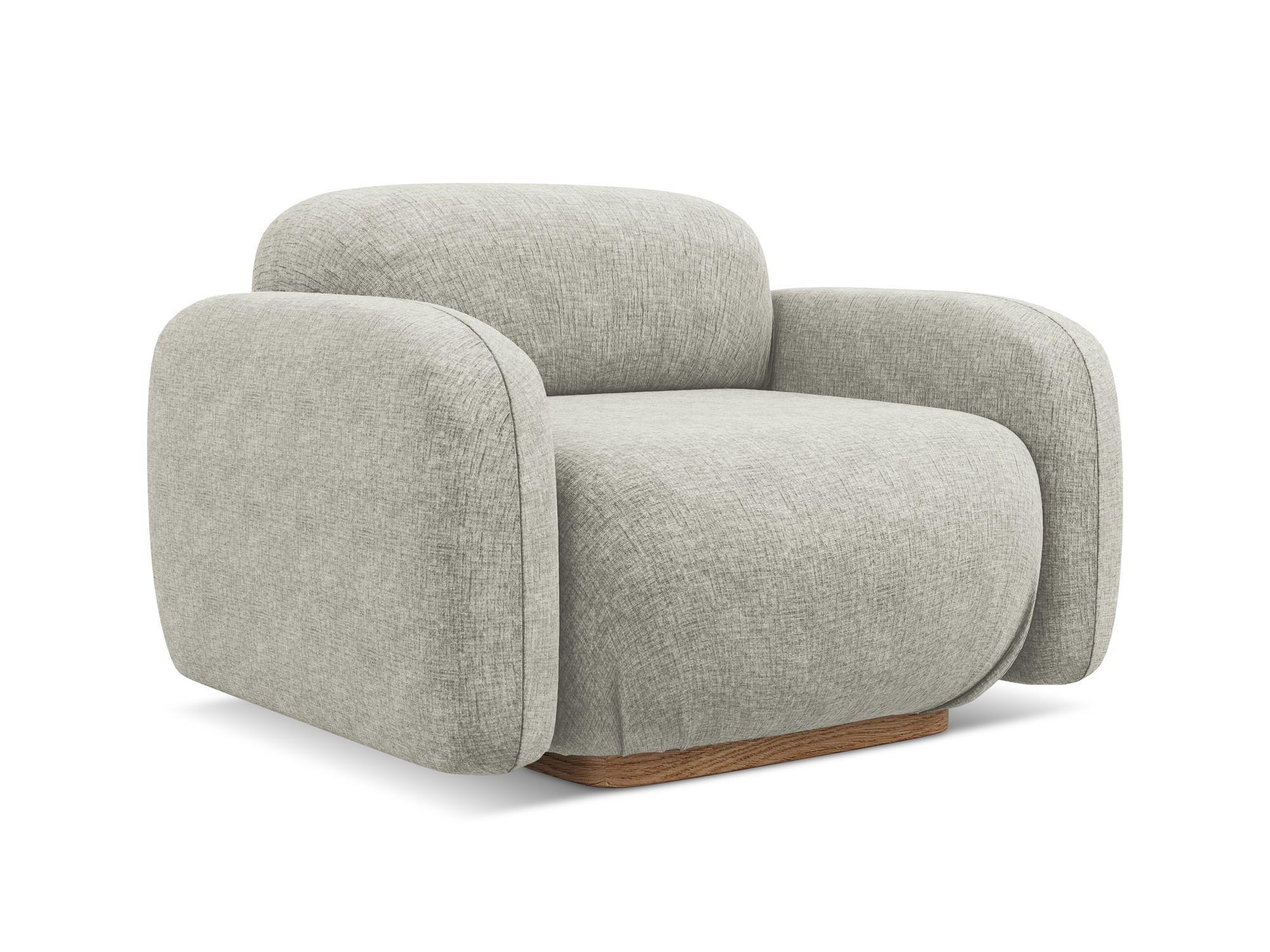 SESSEL Chenille Stoff Grau - Silberfarben/Braun, Holz/Textil (110/73/95cm) - Makamii