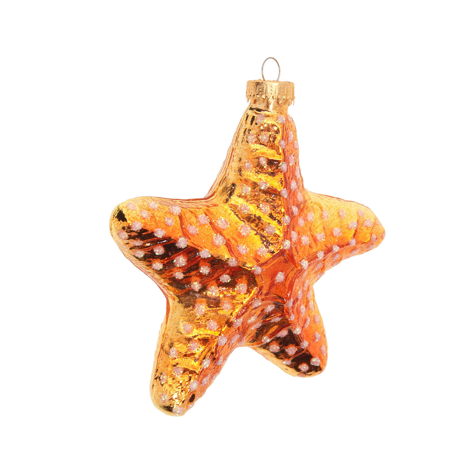 Krebs Glas Lauscha Christbaumschmuck Gold 9x11x3 cm