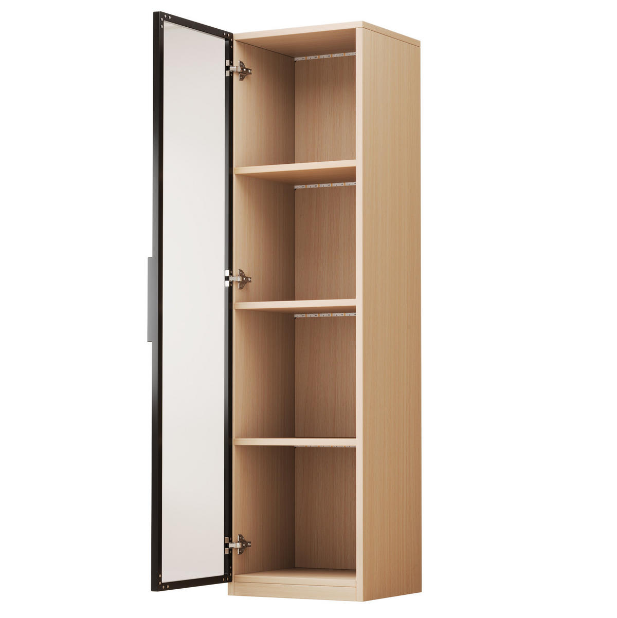 VITRINE aus MDF 40x40x165cm in Eiche mit LED & Glastür - Eichefarben, Holzwerkstoff (40/165/40cm) - Modfu