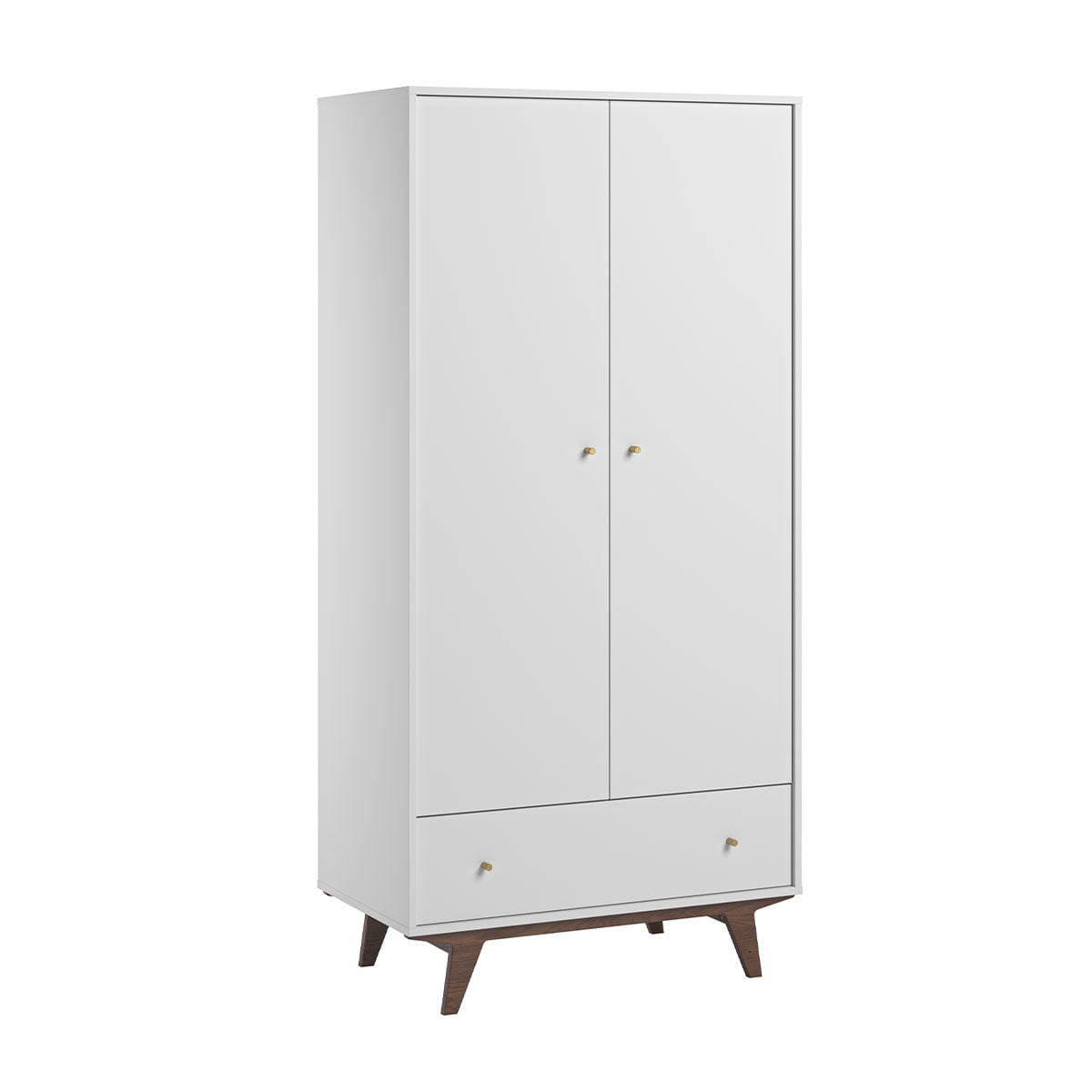KLEIDERSCHRANK 2 Türen 1 Schublade Mid - H185 cm - Weiß, Holzwerkstoff (50/185/90cm) - Calicosy