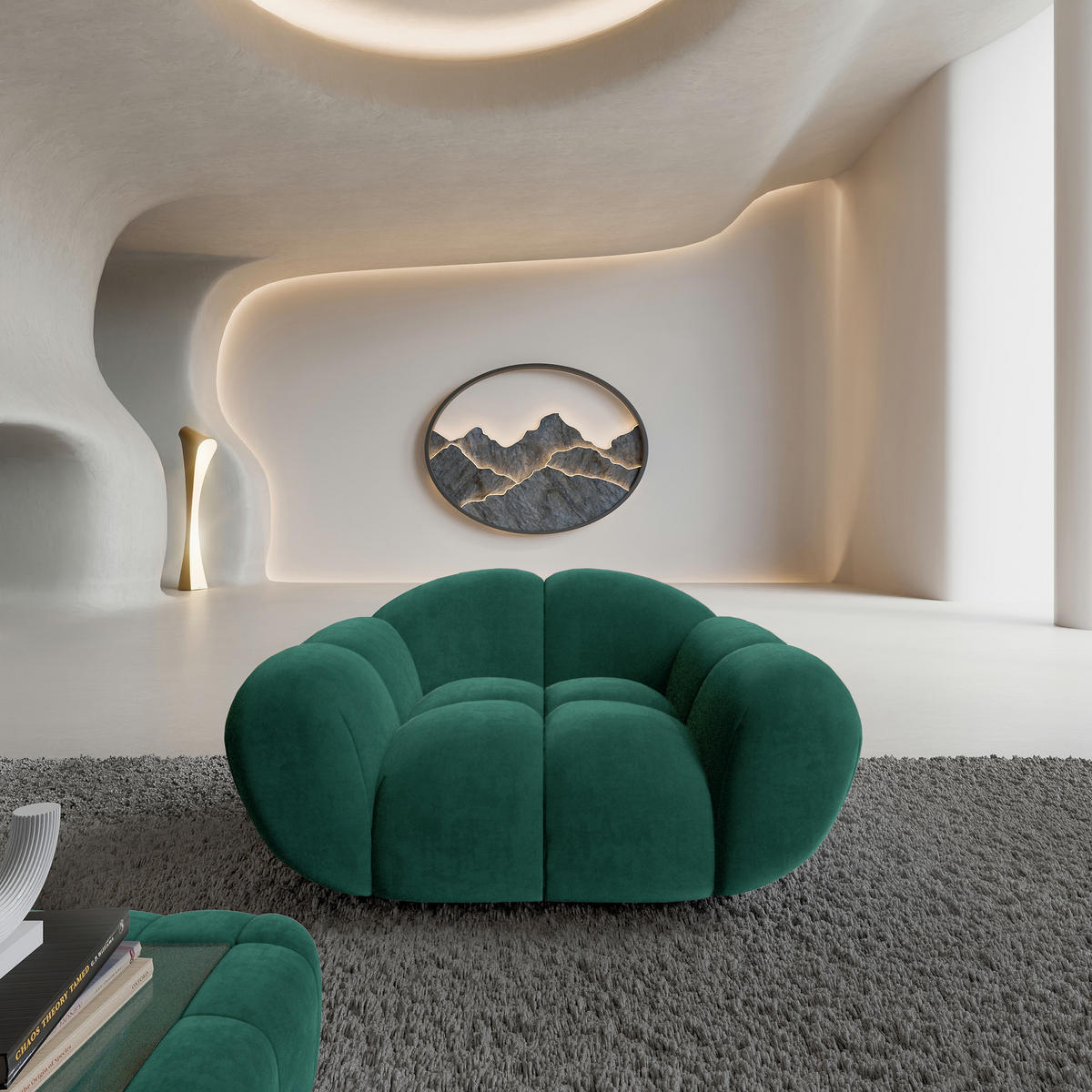 SESSEL Samtstoff Smaragdgrün - Smaragdgrün, Textil (135/70/93cm) - VAROYAL