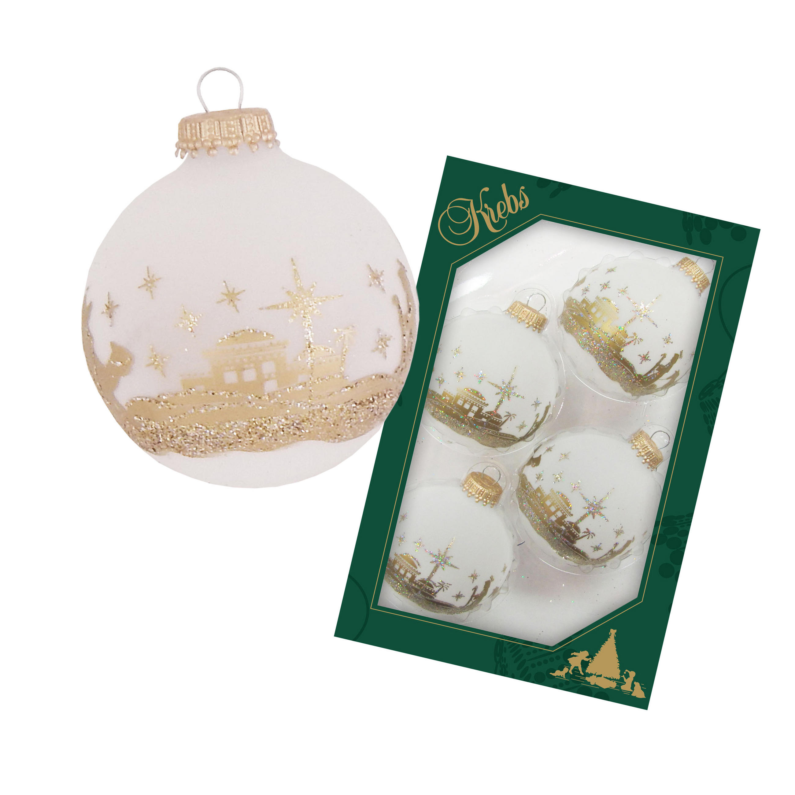 Krebs Glas Lauscha Christbaumkugeln Gold 7x7x7 cm