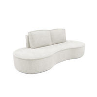 SOFA Molly – Freistehendes halbrundes Designsofa mit zwei eleganten, abnehmbaren RückenKissen, Abriamo Stoff, Größe: 234x101x88 cm, Weiß - Weiß, Holz/Textil (234/88/101cm) - DomoHome