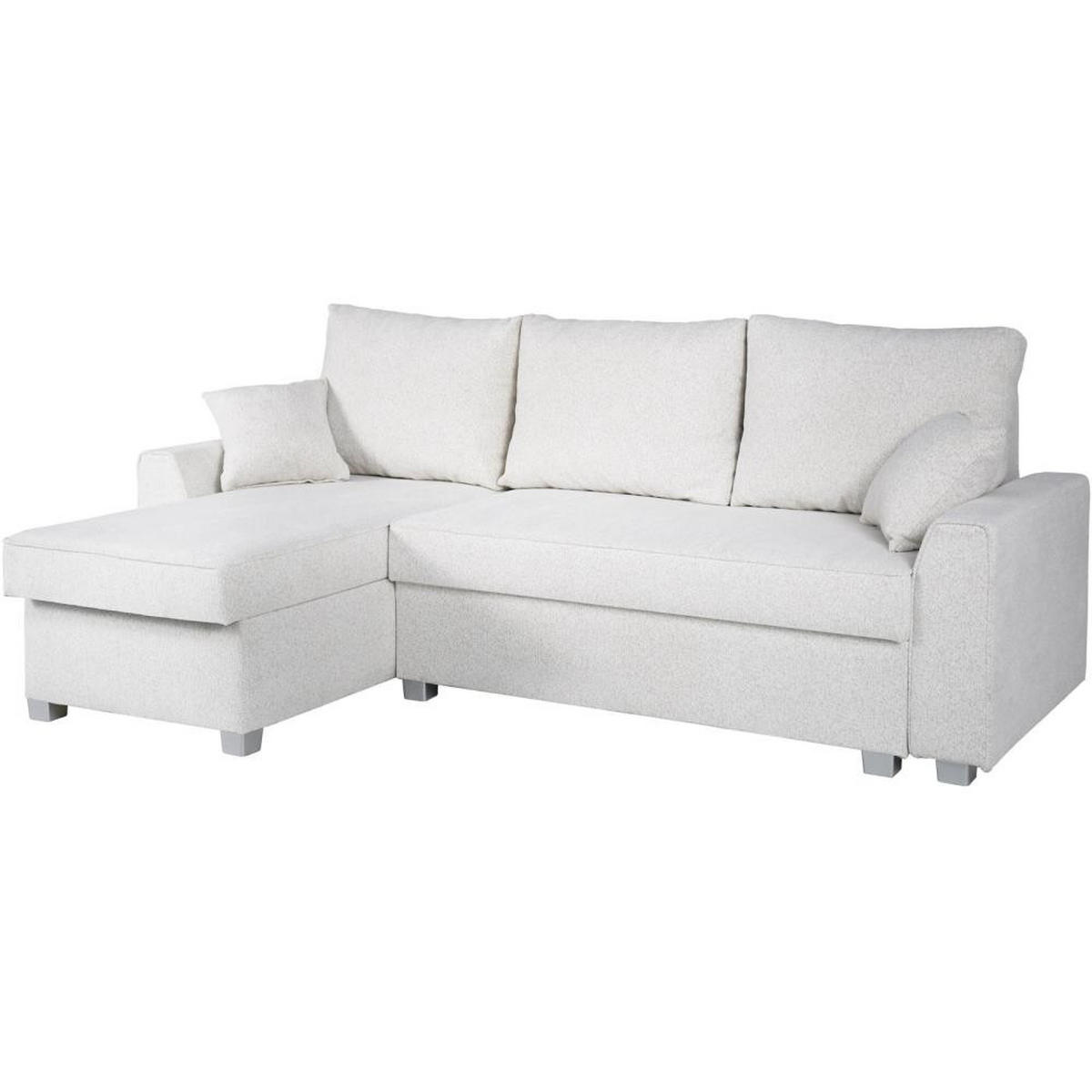 ECKSCHLAFSOFA Teramo hellbeige - Beige/Schwarz, Kunststoff/Textil (235/150cm) - Beautysofa