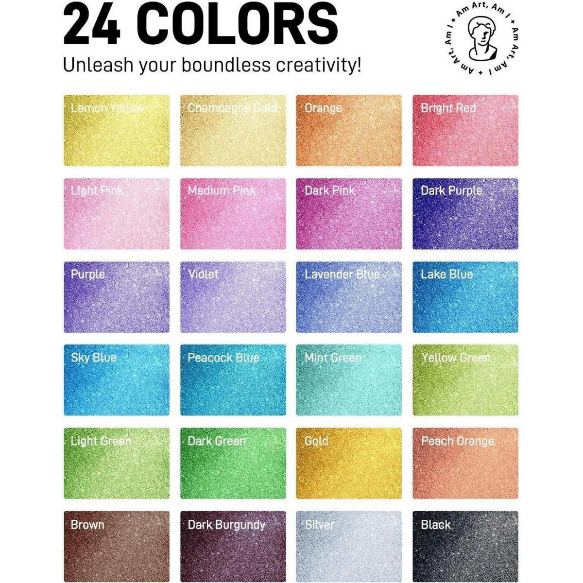 MARKER 24er Set Glitzer Metallic 0,7 mm - Multicolor, Kunststoff (1/1/14cm)