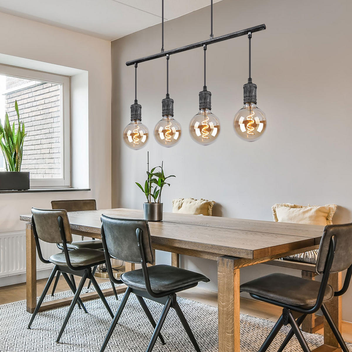 LED HÄNGELEUCHTE Metall Grau Industrial - Grau, Metall (90/8/120cm) - Globo Lighting