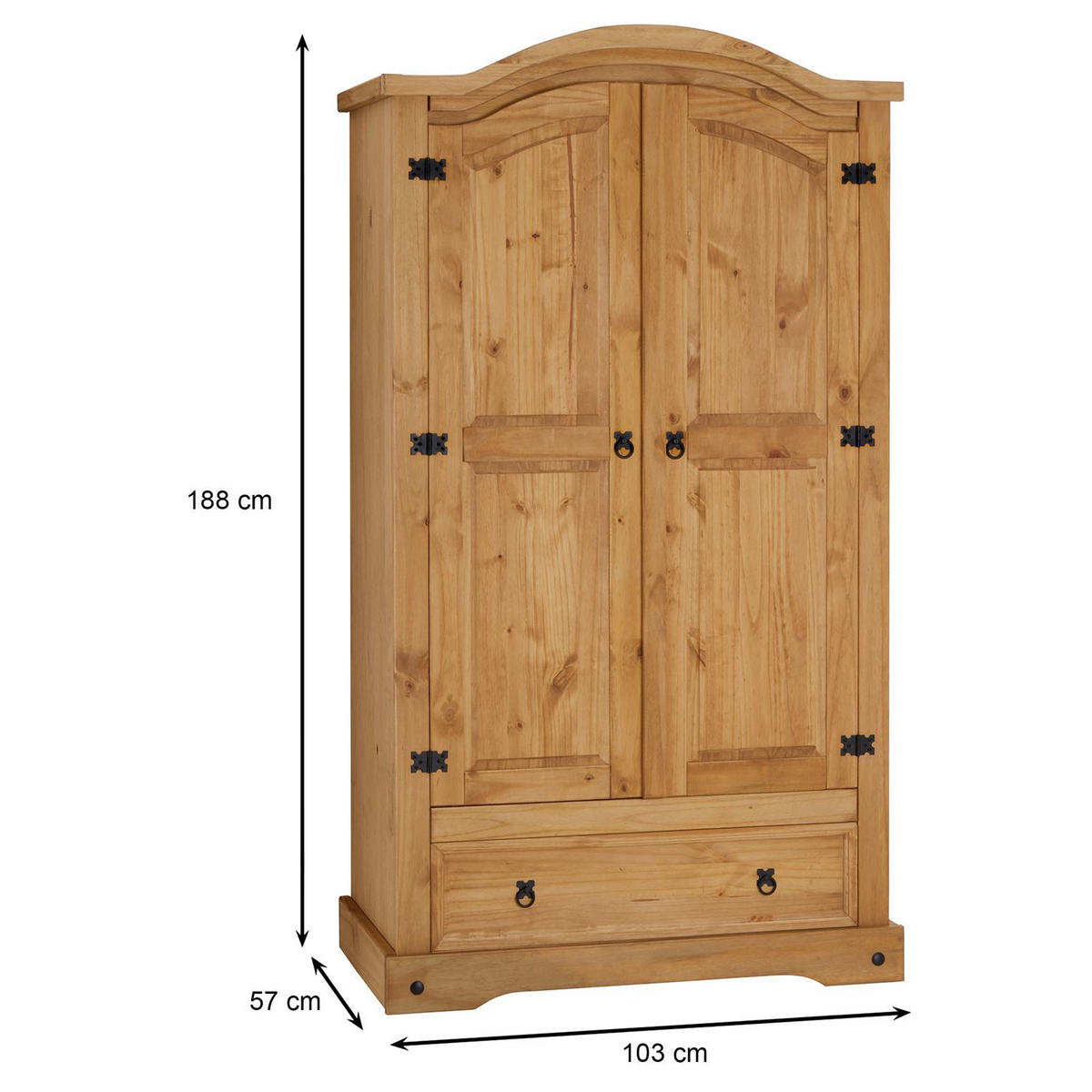 KLEIDERSCHRANK SALSA - Naturfarben, Holz (103/188/57cm) - CARO-Möbel