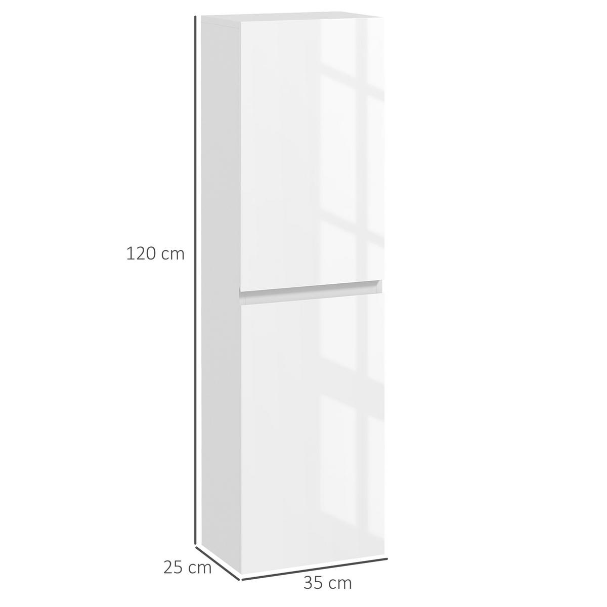 HOCHSCHRANK DE-12390 2 Schränke 35/25/120 cm Weiß Hochglanz - Weiß, Holzwerkstoff (25/120/35cm) - ComfortXL