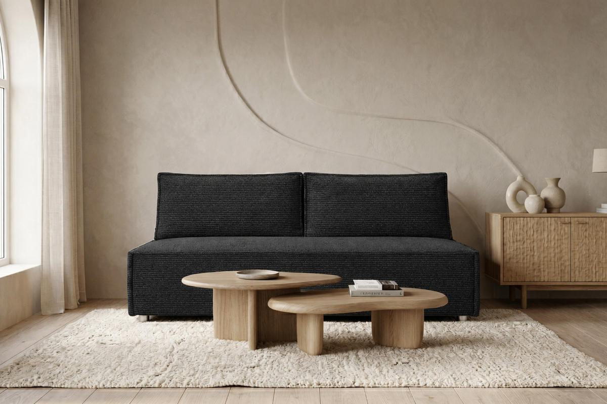 SCHLAFSOFA Mit Bettkasten DUO, Stoff Poso, Graphit - Graphitfarben, Holz (198/89/90cm) - Kaiser Möbel