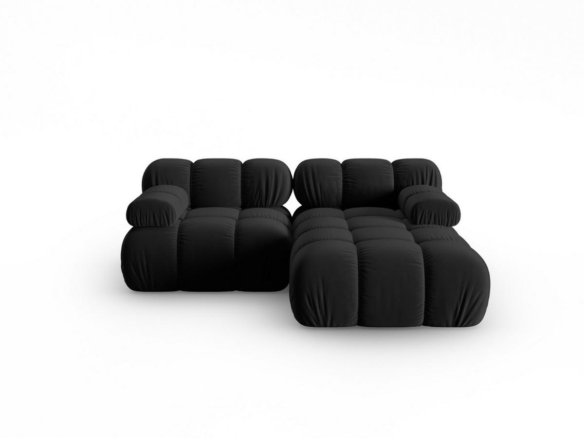 MODULARES-ECKSOFA rechts Bellis aus Samt schwarz 3 Sitzplätze - Schwarz, Textil (157/191cm) - Micadoni