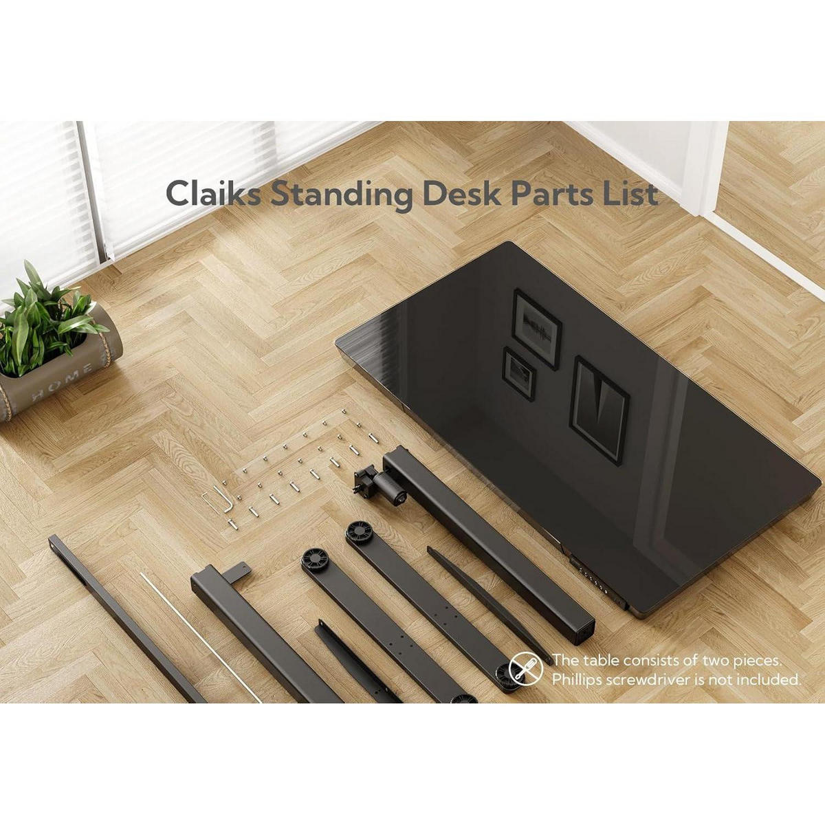 SCHREIBTISCH Höhenverstellbar Elektrisch 120 x 60 cm Schwarz - Schwarz, Glas (80/160/75cm)