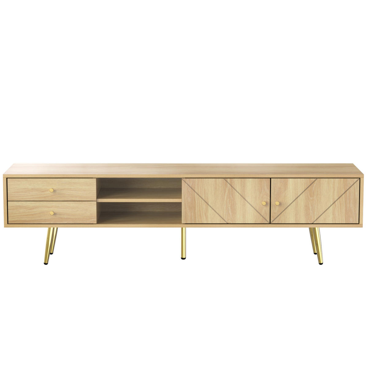 TV-LOWBOARD 160/36/42 cm mit 2 Schubladen und 2 offenen Fächern - Braun, Holzwerkstoff (160/42/36cm) - BEAOK