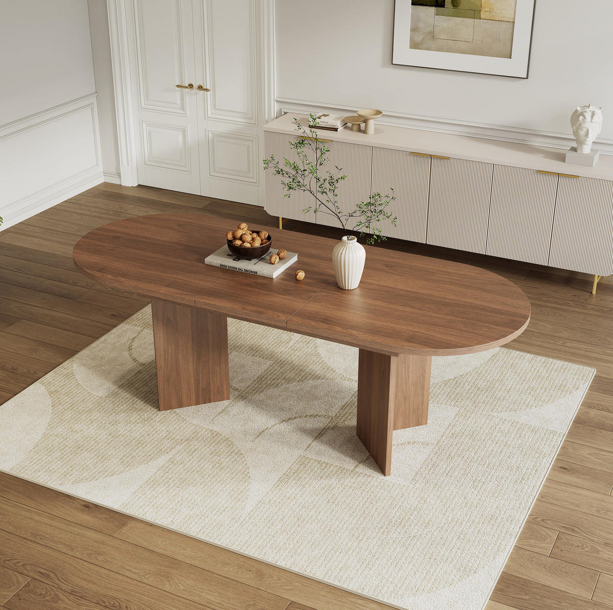 ESSTISCH 140/180/90 cm in Nussbaumoptik, ausziehbar mit abgerundeten Ecken - Walnussfarben, Holzwerkstoff (180/90/75cm) - Flora Grace