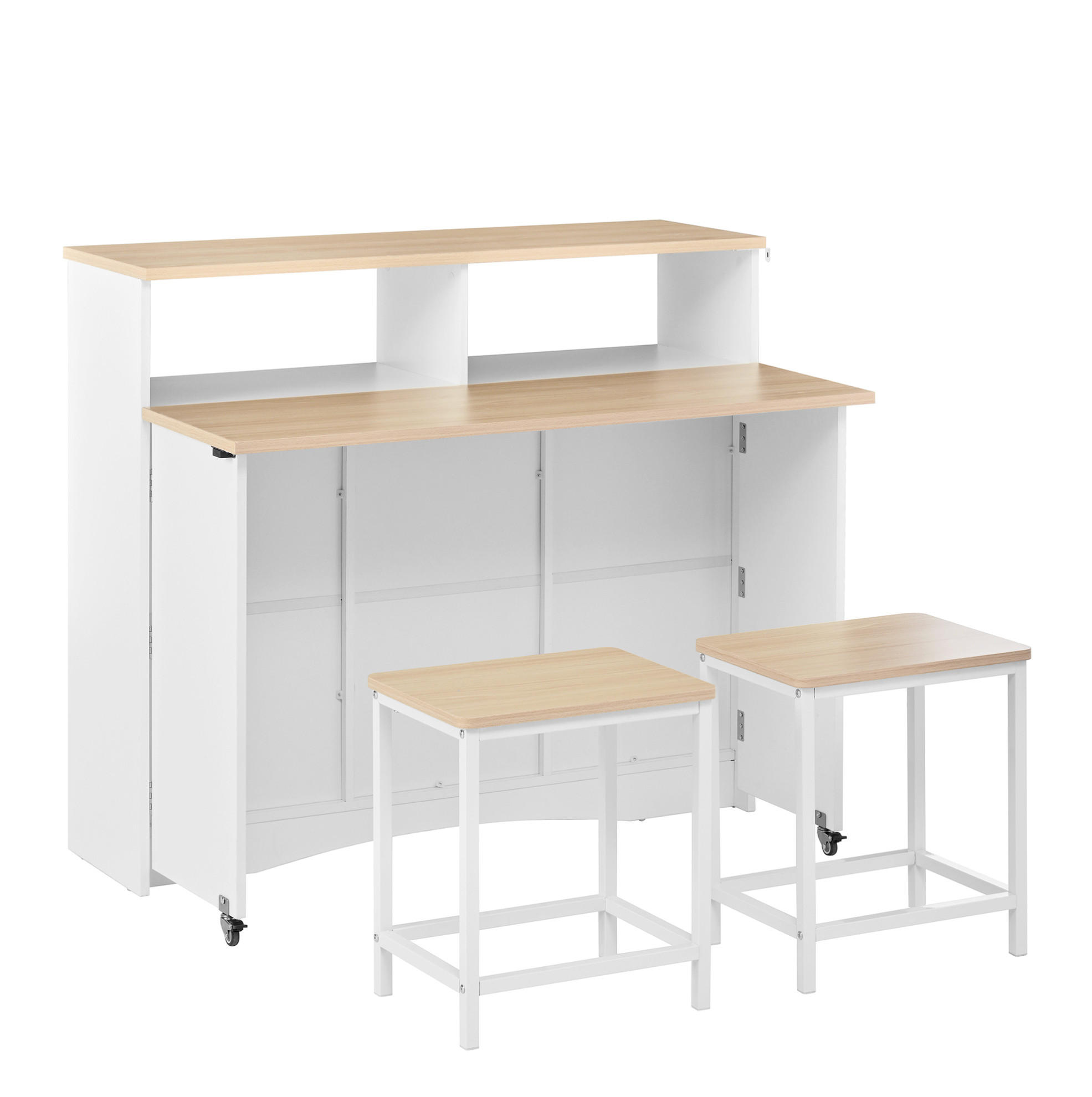 KÜCHENINSEL & Sideboard 110x68x97.5cm Weiß MDF mit Klappplatte & Stauraum - Weiß, Holzwerkstoff (110/97.5/68cm) - Modfu