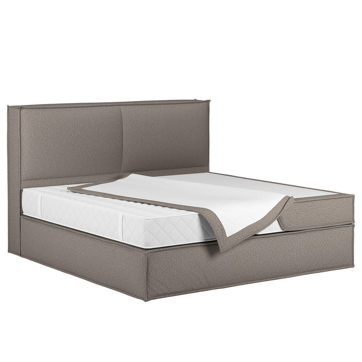 BOXSPRINGBETT mit Kopfteil - Premium - Grau, Textil (200/200cm) - home24
