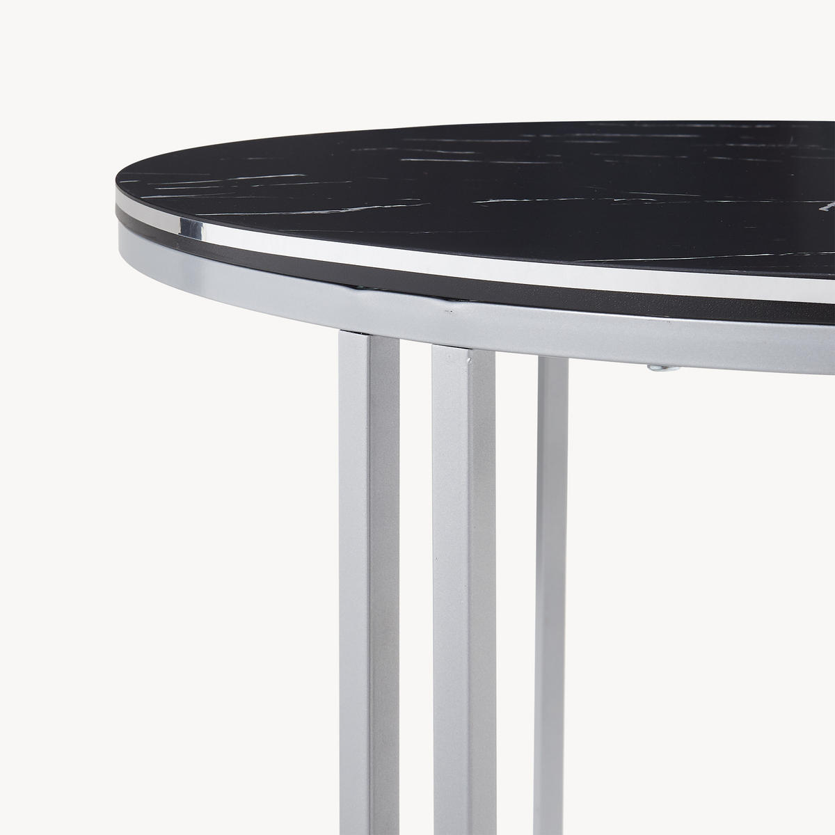 COUCHTISCH Aulum 70/70/50 - Silberfarben/Schwarz, Holzwerkstoff/Metall (70/70/50cm) - [en.casa]