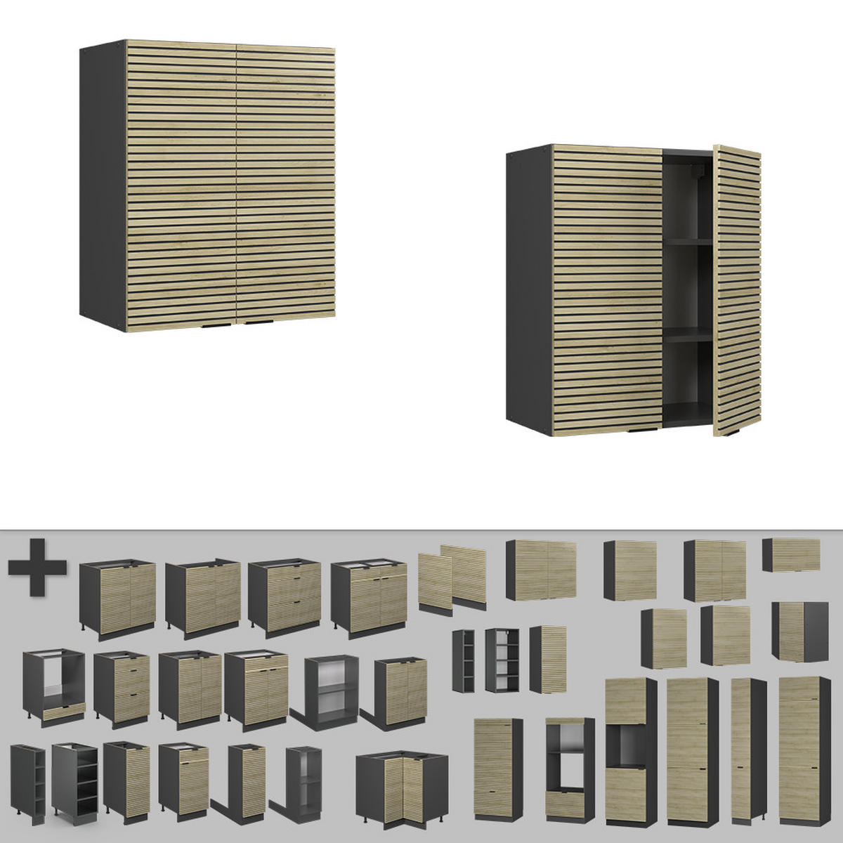 VĚŠÁK NA STĚNU Fame-Line Dubový panel - antracitová/barva dubu, kompozitní dřevo (60/72/34.1cm) - Vicco