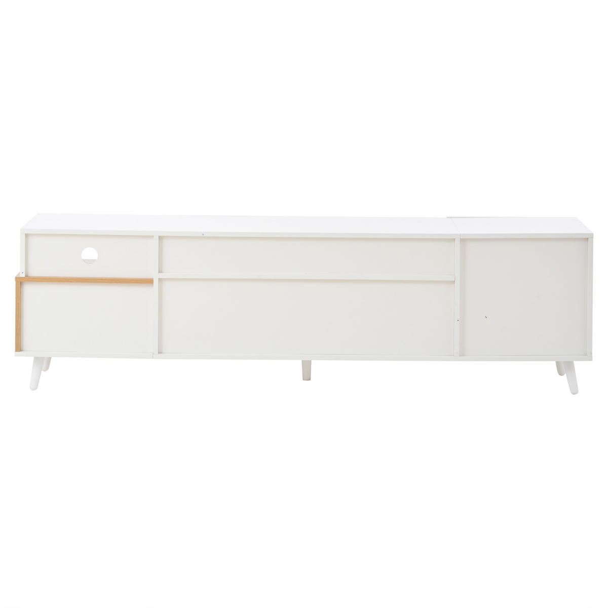 LOWBOARD DE-40352 mit Hochglanz und vielseitigem Stauraum Weiß - Weiß, Holzwerkstoff (180/50/38cm) - ComfortXL