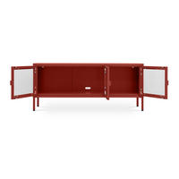 TV-STÄNDER Metall industriell EZRA, 130 cm, 3 Türen, Terrakotta und Sicherheitsglas - Terracotta, Metall (130/55/40cm) - Sicaan