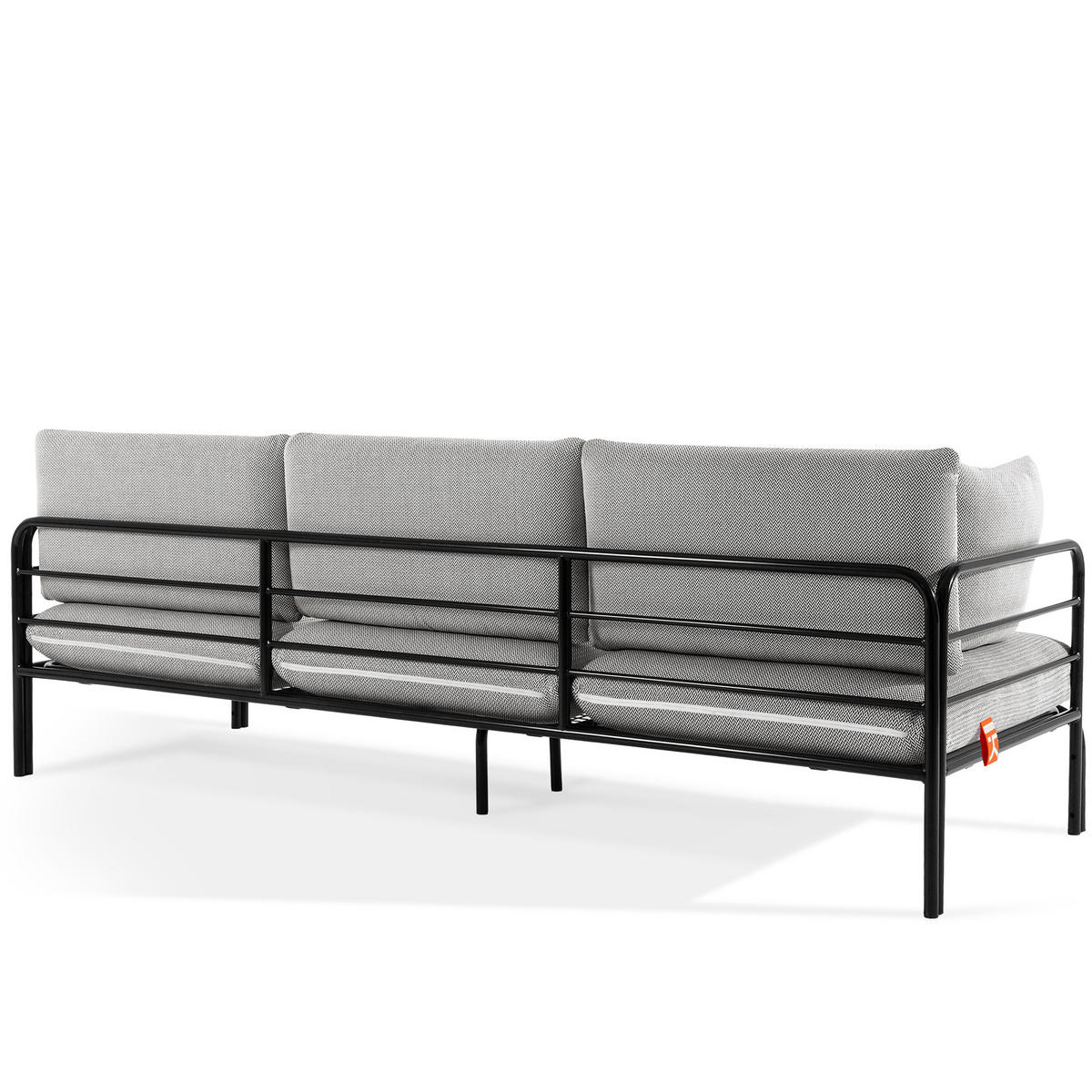GARTENMÖBELSET RAMBE 4-tlg. 1x Tisch 2x Sessel 1x Sofa 3-Sitzer, mit Auflage, Stahlrahmen, LOFT-STIL, Anthrazit - Dunkelgrau/Anthrazit, Glas/Textil - KONSIMO®
