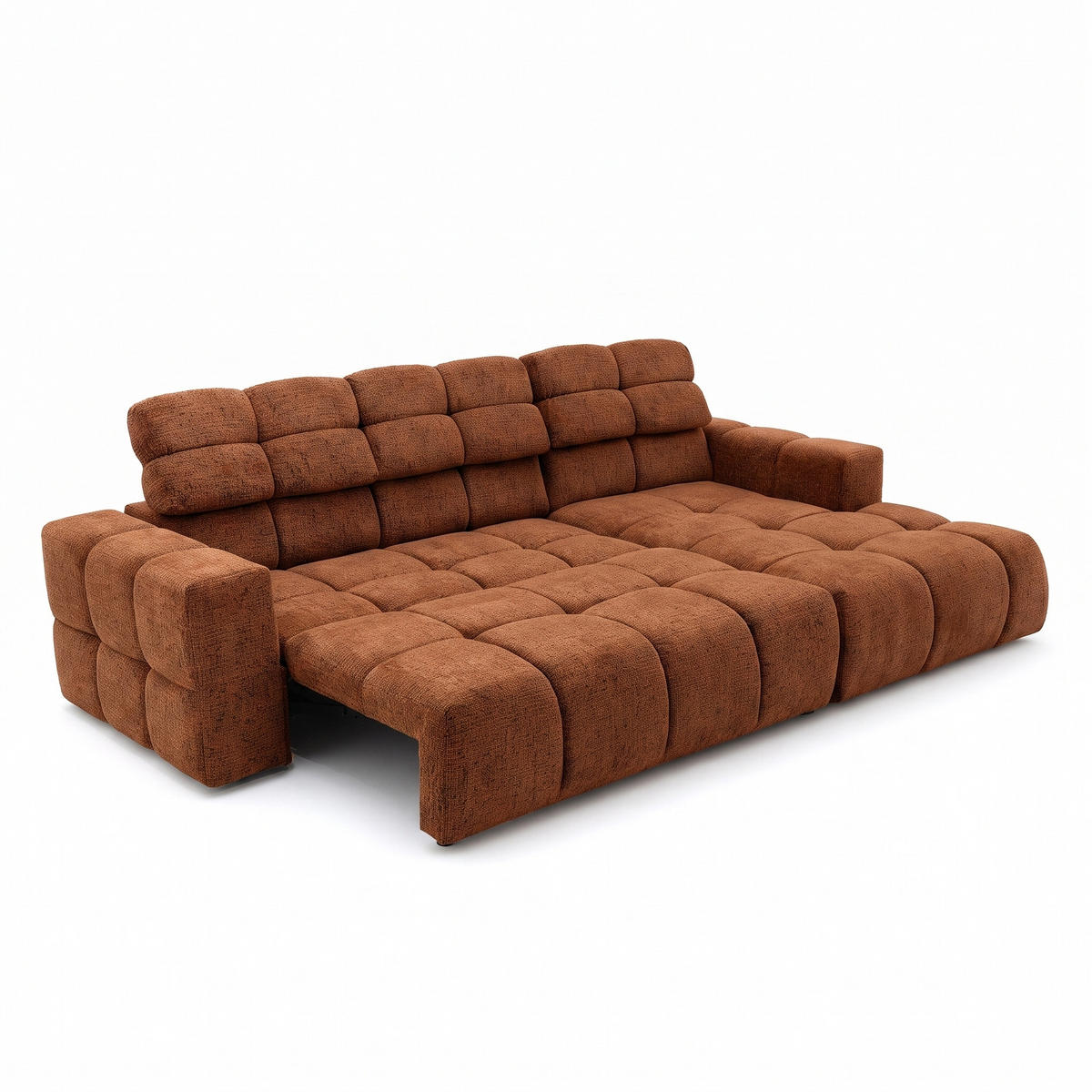 ECKSOFA TENDER Rechts mit Schlaffunktion und Verstellbare Kopfstützen, Chenille terrakotta - Terracotta/Schwarz, Holz/Kunststoff (176/315cm) - Muffo