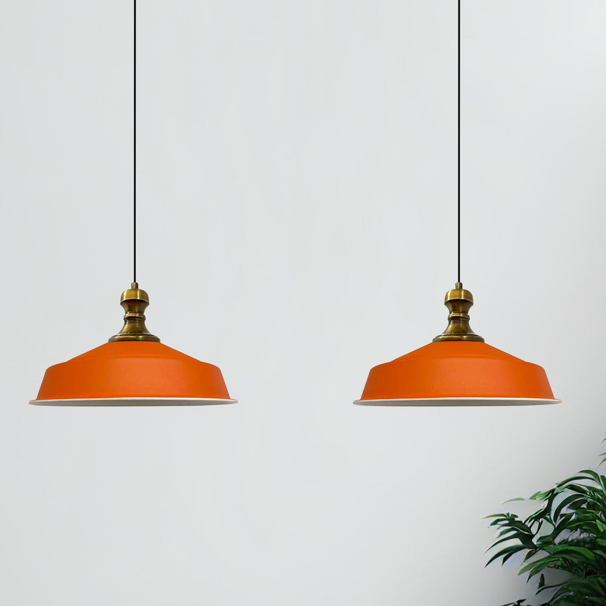 PENDELLEUCHTE Asletl 2 Flammig 40/36 cm - Weiß Hochglanz/Orange, Metall (36/40/28cm) - Bamyum