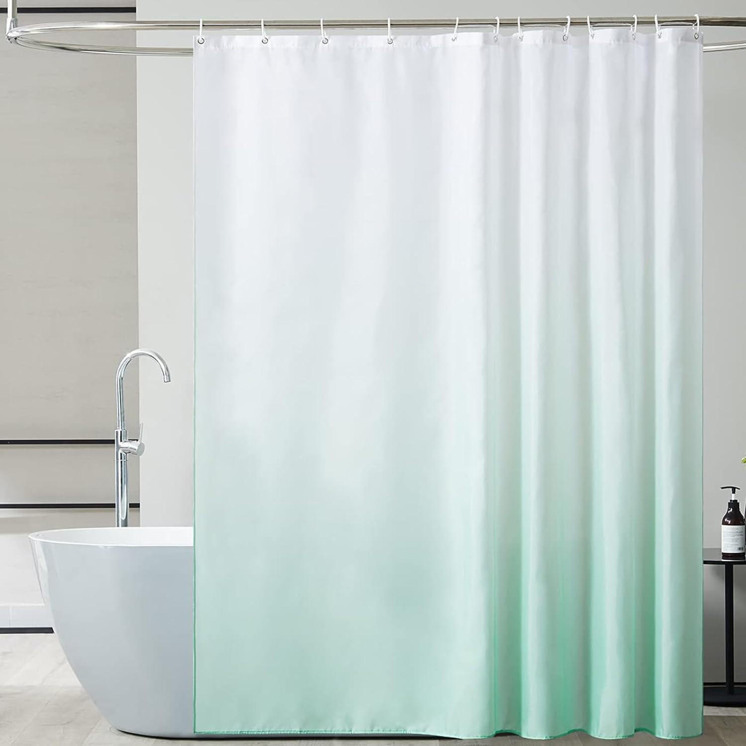 DUSCHVORHANG Grün Polyester wasserdicht waschbar mit Ringen für Badewanne Badezimmer - Grün, Textil (120/200cm) - MCBOSON