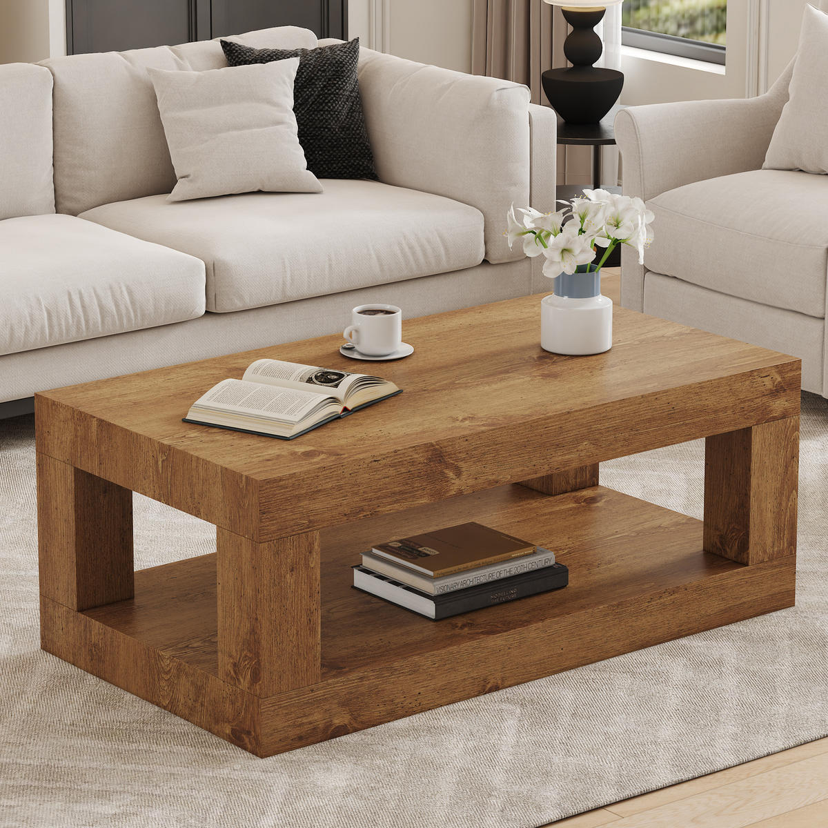 COUCHTISCH Holzfarben 93/53/45,5 cm - Naturfarben, Holzwerkstoff (53/93/45.5cm) - PANGIVO