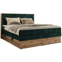 BOXBETT WOOD CLASSIC KING 160/200 - Dunkelgrün Cord - H3 - Dunkelgrün, Textil (160/200cm) - MKS