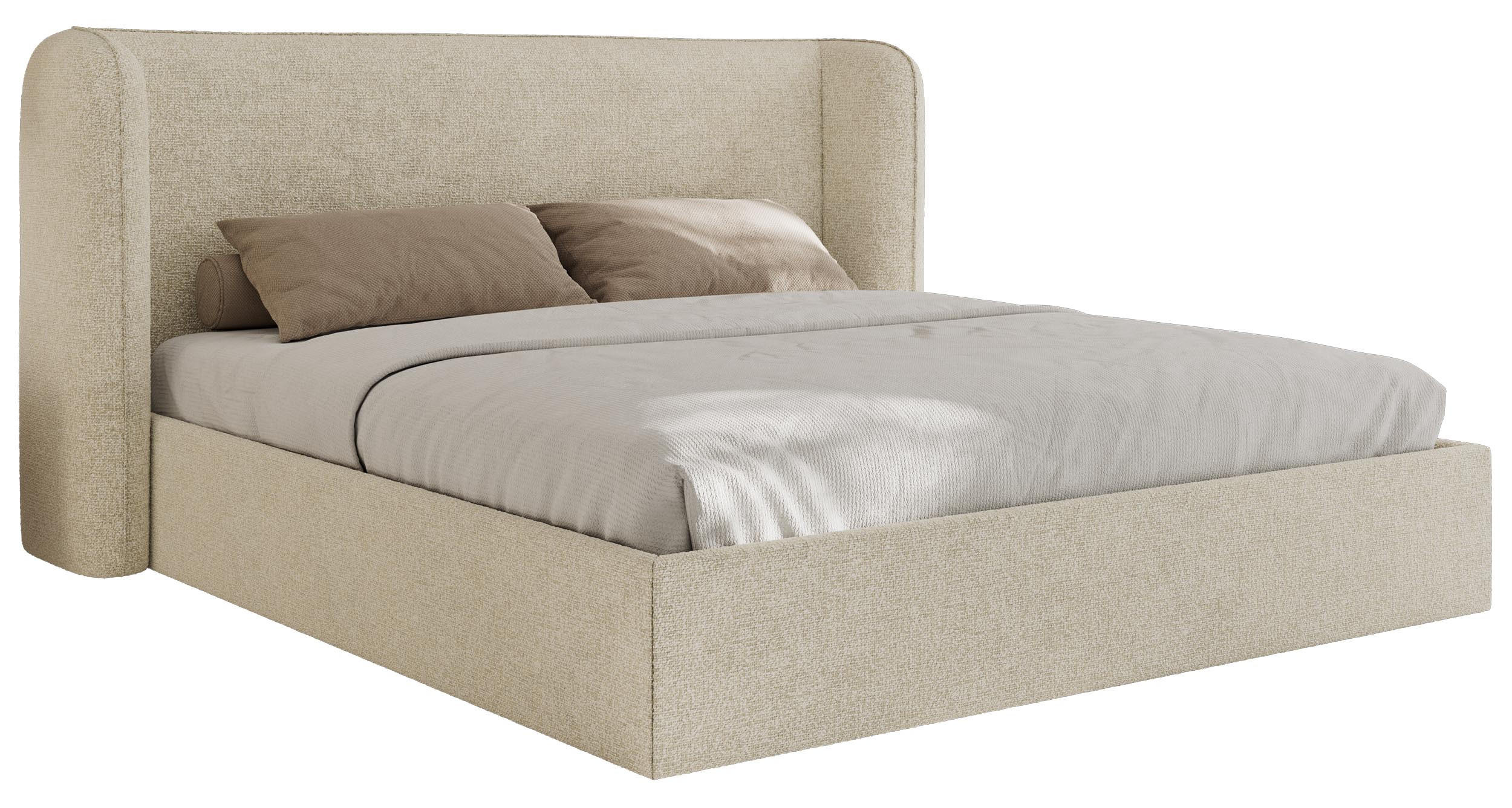 POLSTERBETT EMORA CLASSIC 140/200 - Creme Strukture - Pocket-Matratze - Creme, Textil (140/200cm) - MKS