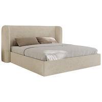 POLSTERBETT EMORA CLASSIC 160/200 - Creme Strukture - Schaum-Matratze - Creme, Textil (160/200cm) - MKS