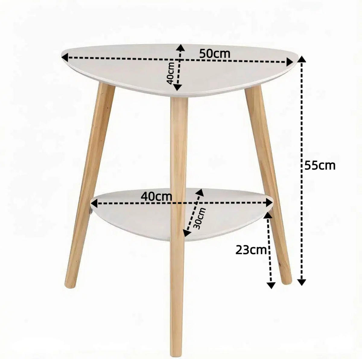 NACHTTISCH mit 2 Ablagen 50 x 40 x 55 cm MDF Massivholz Weiß - Weiß, Holz (40/50/55cm) - Meubliv