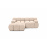ECKSOFA L-form Mini Modular, Veloursstoff Salvador, Beige, Links, Selia - Creme, Holz (190/160cm) - Kaiser Möbel