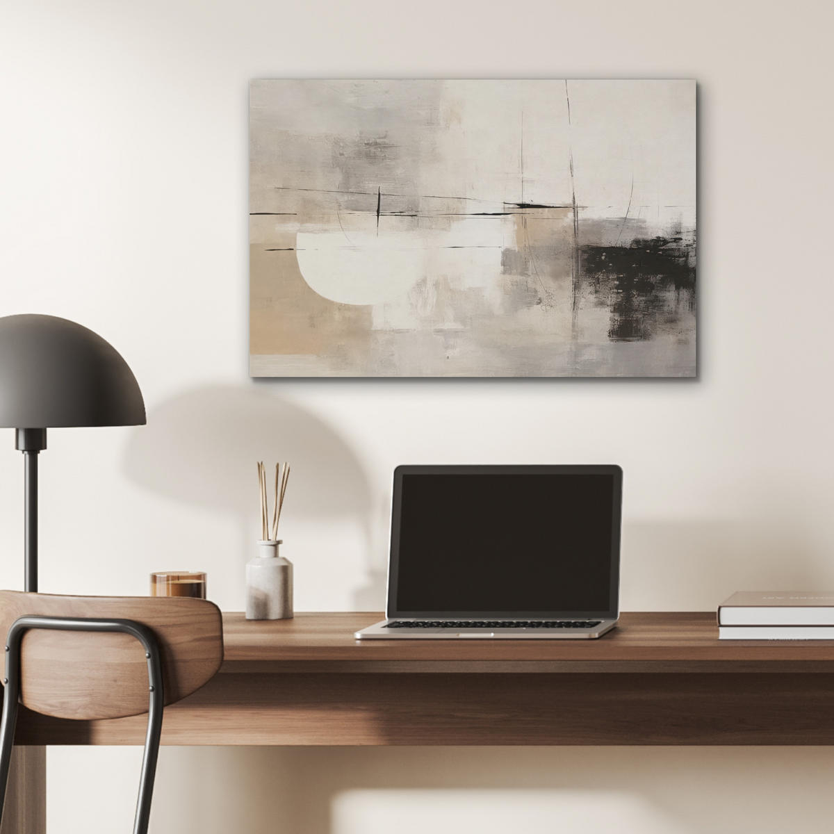 AKUSTIKBILD Abstrakt - Kunst - Grau Wanddeko 70x50 cm - Hellgrau, Kunststoff (70/50/0.9cm) - MuchoWow